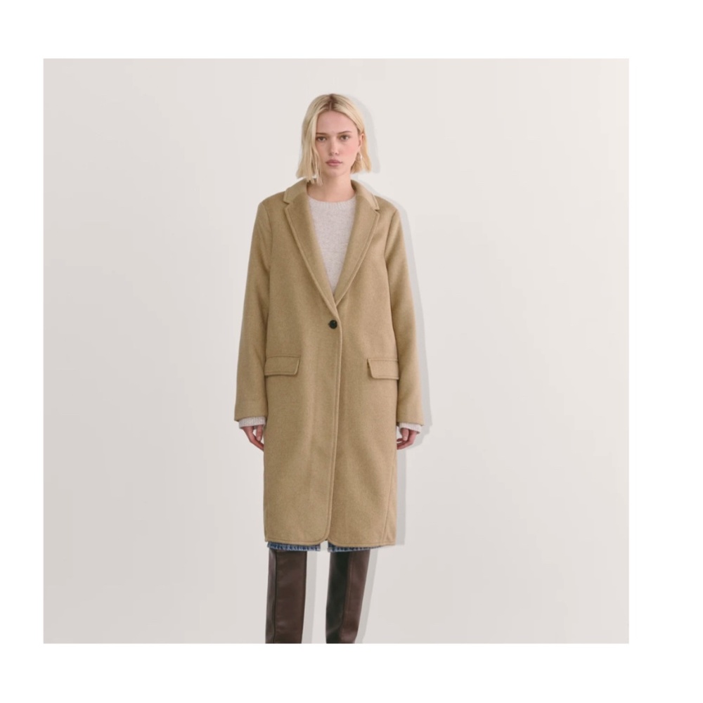 New with tags-Everlane wool top coat in camel